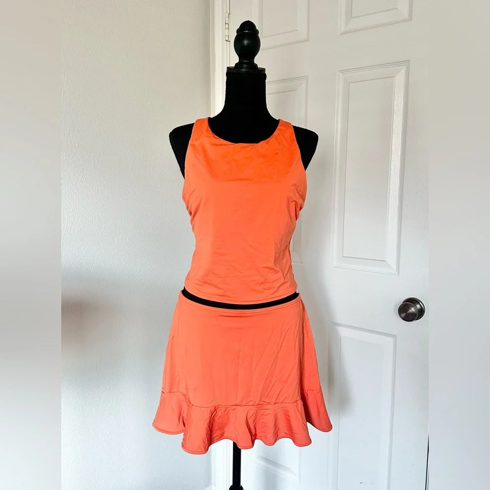 LANDS END Women’s swim skirt and tankini set, papaya orange. *Like New* 🧡 - Picture 1 of 5